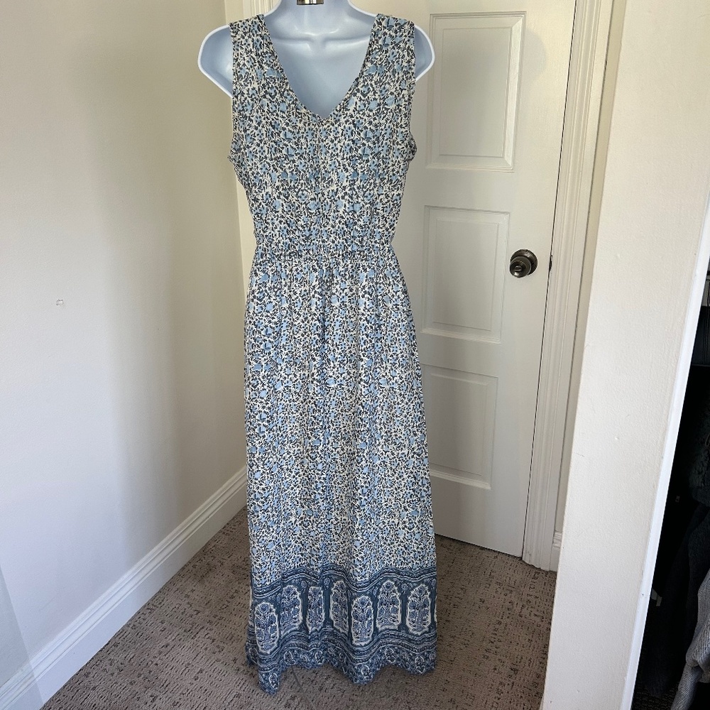 Size Large Blue & White Floral Lucky Brand Summer Dress With Tags - Picture 2 of 3